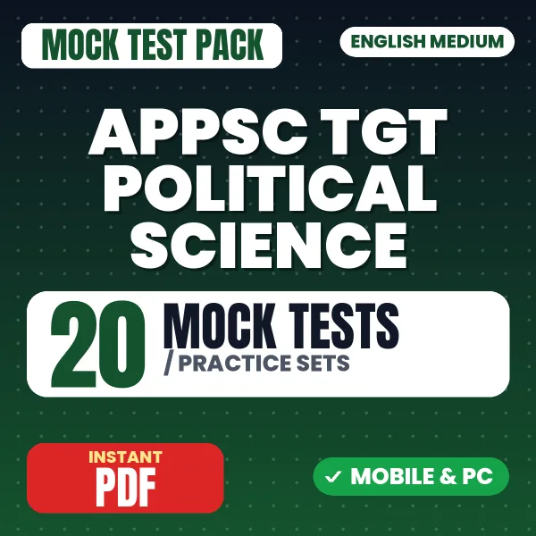 APPSC TGT Political Science Exam Paper 1 – 20 Mock Tests / Practice Sets | English Medium PDF Download