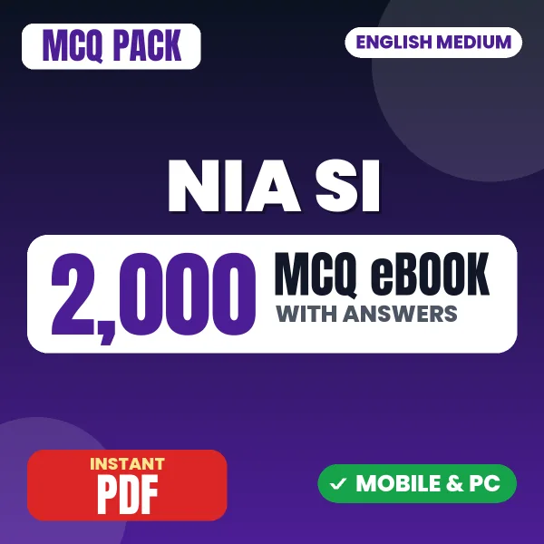 NIA SI Exam – 2000 MCQ eBook with Answers | English Medium PDF Download