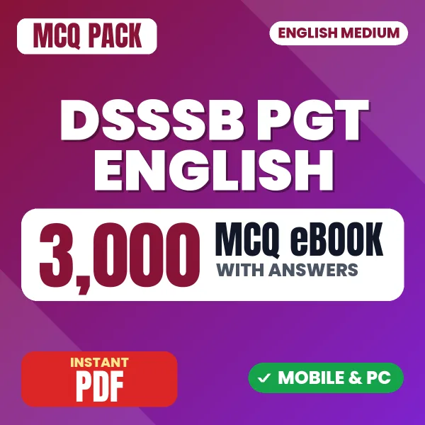 DSSSB PGT English Exam – 3000 MCQ eBook with Answers | English Medium PDF Download