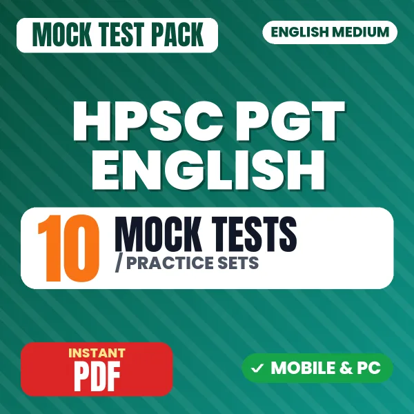 HPSC PGT English Exam Stage 1 (Screening Test) – 10 Mock Tests / Practice Sets | English Medium PDF Download