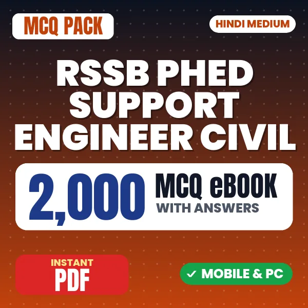 RSSB PHED Support Engineer (Civil) Exam – 2000 MCQ eBook with Answers | Hindi Medium PDF Download