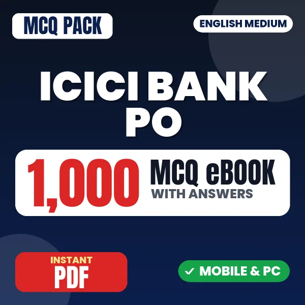 ICICI Bank PO Exam – 1000 MCQ eBook with Answers | English Medium PDF Download