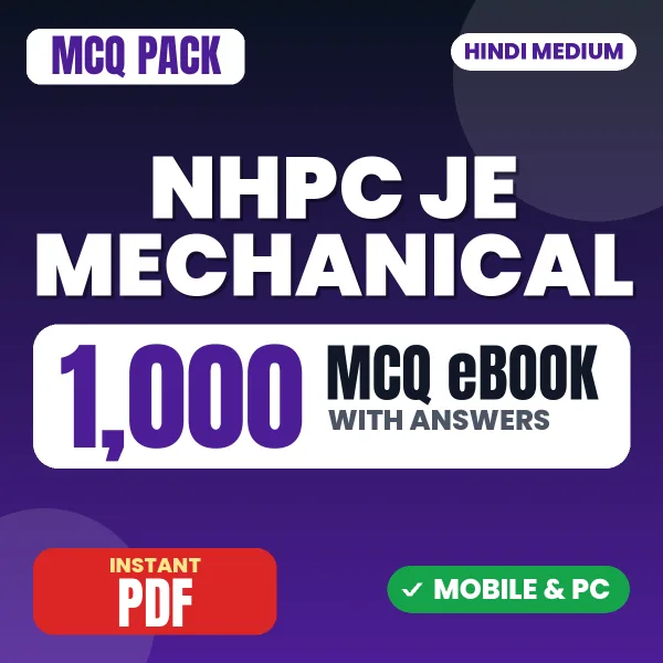 NHPC JE Mechanical Exam – 1000 MCQ eBook with Answers | Hindi Medium PDF Download