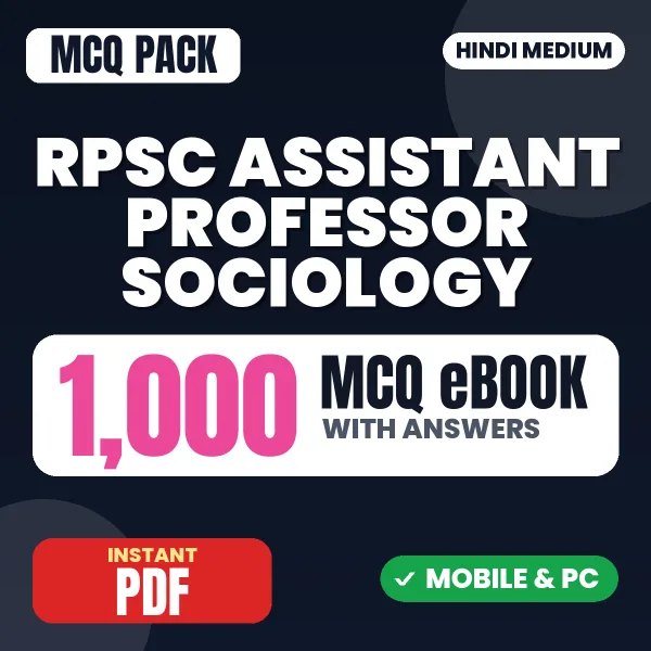 RPSC Assistant Professor (Sociology) Exam Paper I – 1000 MCQ eBook with Answers | Hindi Medium PDF Download