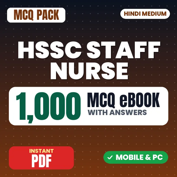 HSSC Staff Nurse Exam – 1000 MCQ eBook with Answers | Hindi Medium PDF Download