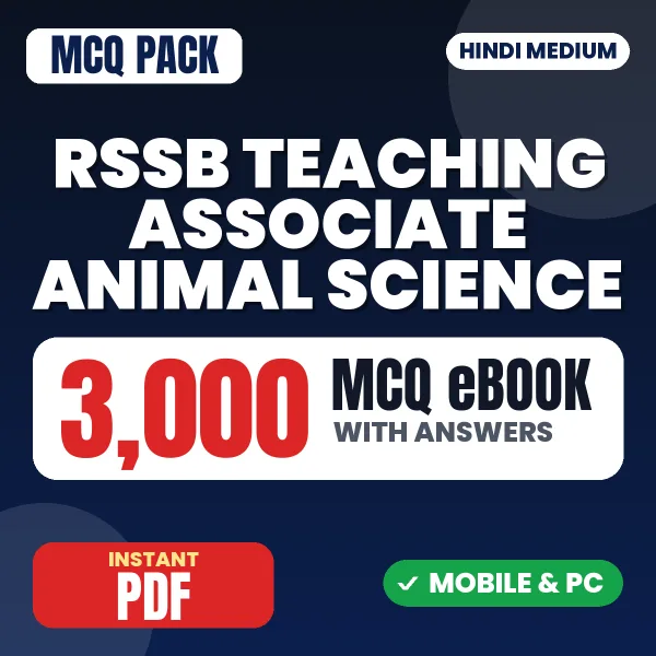 RSSB Teaching Associate (Animal Science) Exam Paper 1 – 3000 MCQ eBook with Answers | Hindi Medium PDF Download