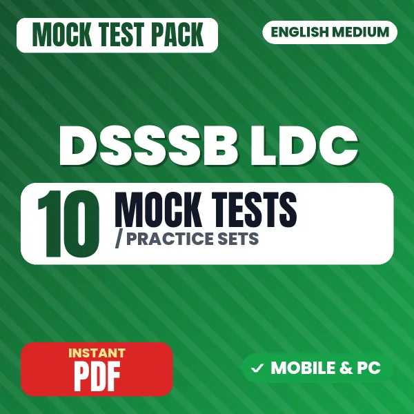 DSSSB LDC Exam – 10 Mock Tests / Practice Sets | English Medium PDF Download