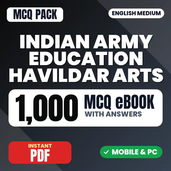 Indian Army Education Havildar (Arts) Exam – 1000 MCQ eBook with Answers | English Medium PDF Download