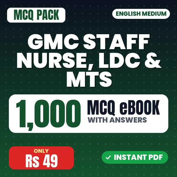GMC Staff Nurse, LDC & MTS Exam – 1000 MCQ eBook with Answers | English Medium PDF Download