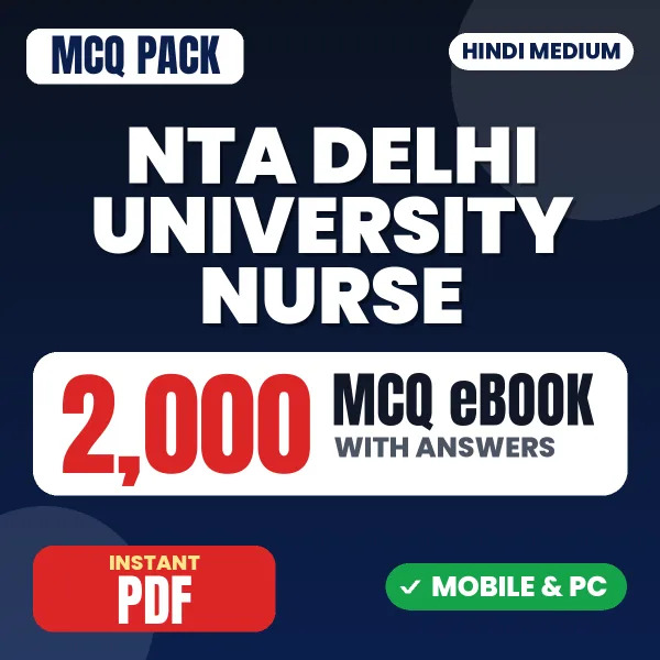 NTA Delhi University Nurse Exam – 2000 MCQ eBook with Answers | Hindi Medium PDF Download