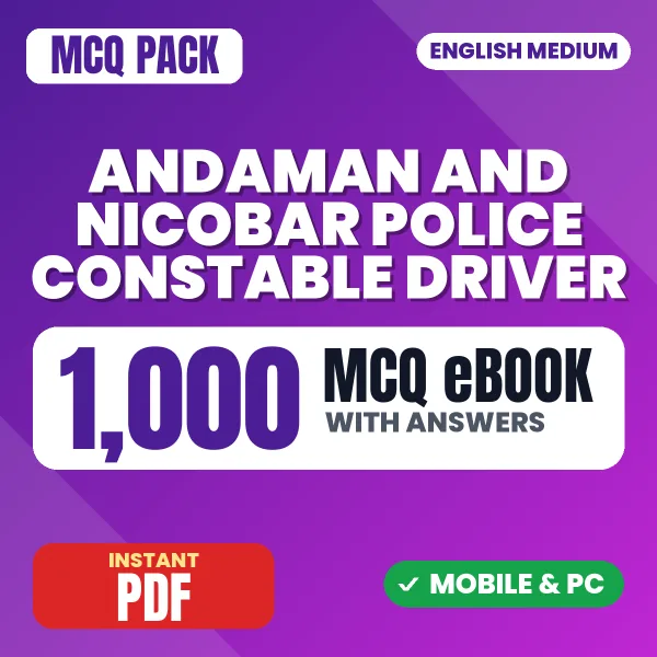 Andaman & Nicobar Police Constable (Driver) Exam – 1000 MCQ eBook with Answers | English Medium PDF Download