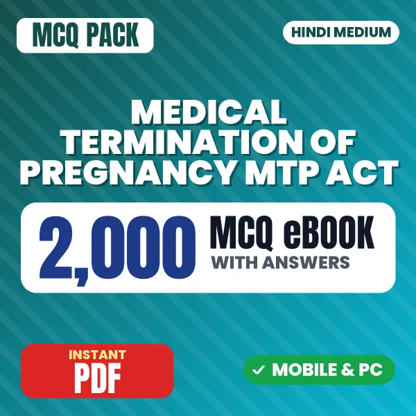 Medical Termination of Pregnancy (MTP) Act, 1971 – 2000 MCQ eBook with Answers | Hindi Medium PDF Download