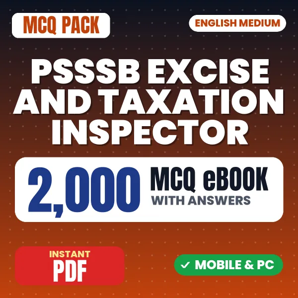 PSSSB Excise & Taxation Inspector (Part B) Exam – 2000 MCQ eBook with Answers | English Medium PDF Download