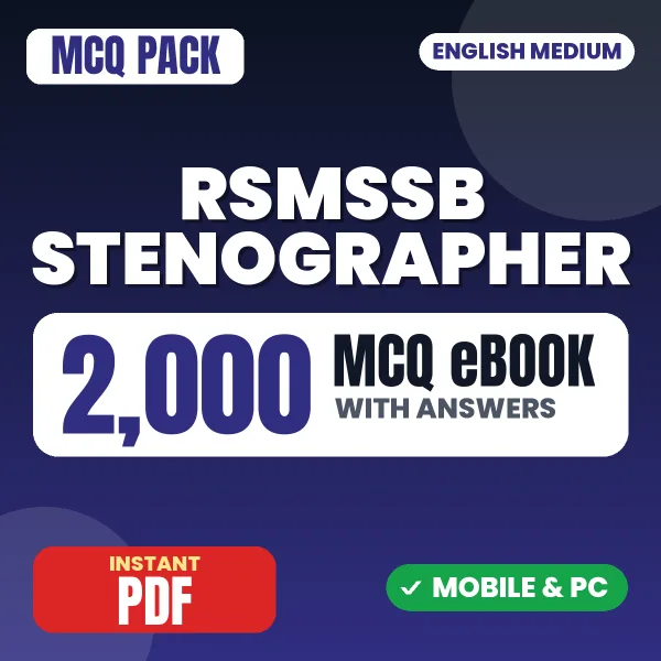 RSMSSB Stenographer Exam Phase I (Paper I) – 2000 MCQ eBook with Answers | English Medium PDF Download