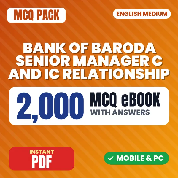 Bank of Baroda Senior Manager C & IC Relationship Exam – 2000 MCQ eBook with Answers | English Medium PDF Download