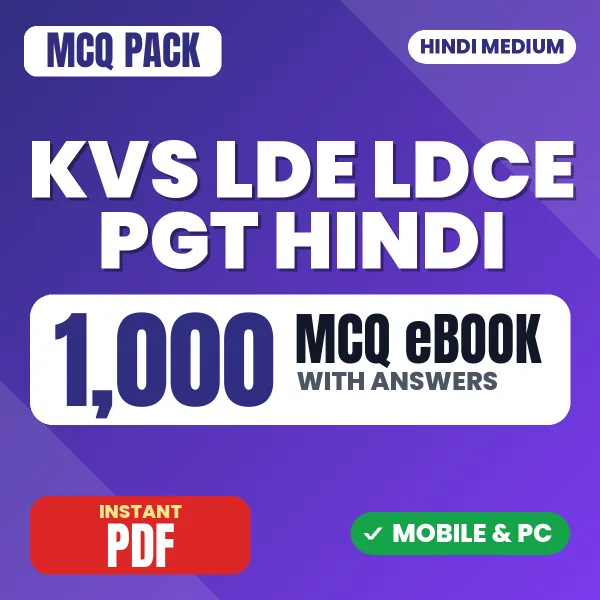 KVS LDE/LDCE PGT (Hindi) Exam Tier 1 – 1000 MCQ eBook with Answers | Hindi Medium PDF Download