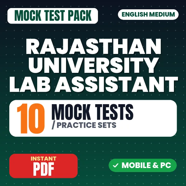 Rajasthan University Lab Assistant Exam – 10 Mock Tests / Practice Sets | English Medium PDF Download