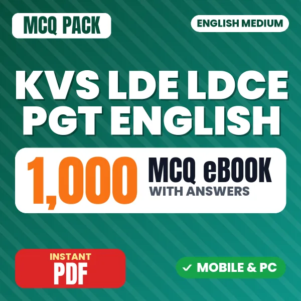 KVS LDE/LDCE PGT (English) Exam Tier 1 – 1000 MCQ eBook with Answers | English Medium PDF Download