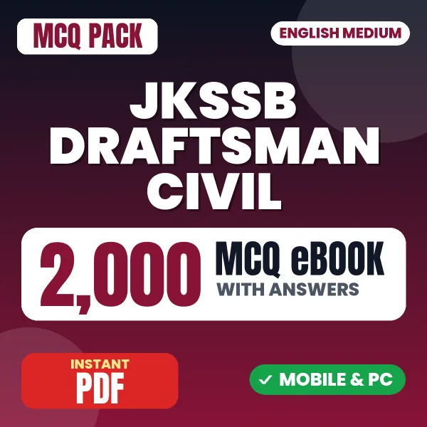 JKSSB Draftsman (Civil) Exam – 2000 MCQ eBook with Answers | English Medium PDF Download