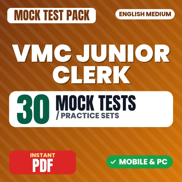 VMC Junior Clerk Exam – 30 Mock Tests / Practice Sets | English Medium PDF Download