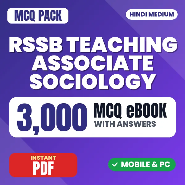 RSSB Teaching Associate (Sociology) Exam Paper 1 – 3000 MCQ eBook with Answers | Hindi Medium PDF Download