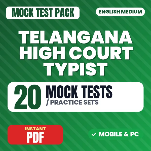 Telangana High Court Typist Exam – 20 Mock Tests / Practice Sets | English Medium PDF Download
