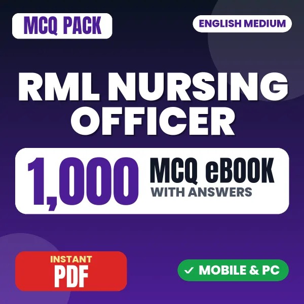 RML Nursing Officer Exam – 1000 MCQ eBook with Answers | English Medium PDF Download