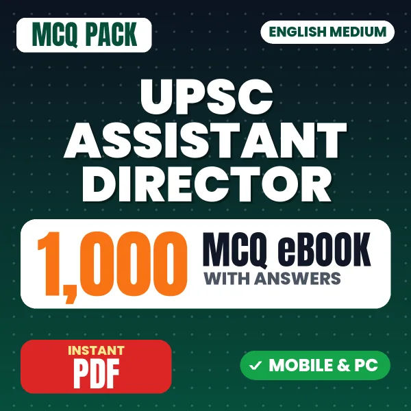 UPSC Assistant Director Exam – 1000 MCQ eBook with Answers | English Medium PDF Download