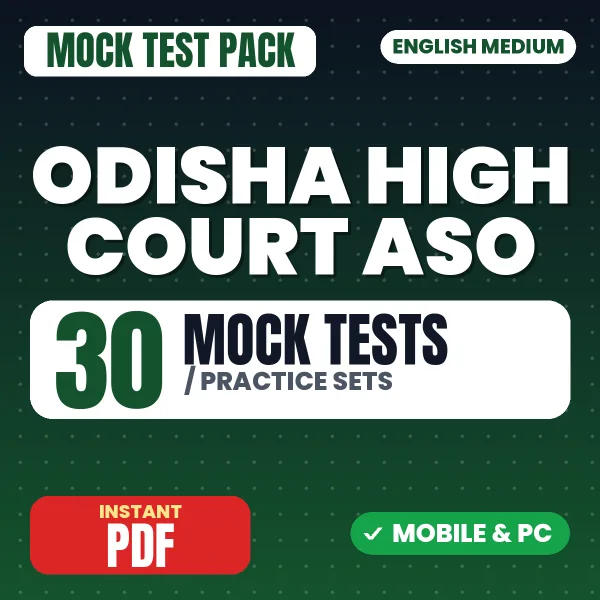 Odisha High Court ASO Prelims Exam – 30 Mock Tests / Practice Sets | English Medium PDF Download