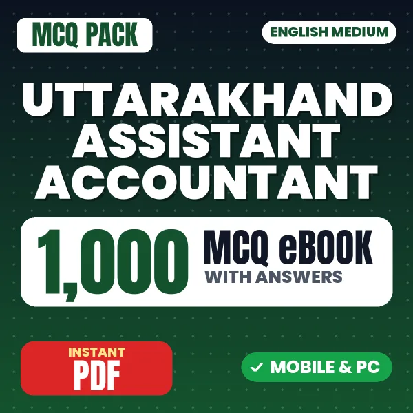 Uttarakhand Assistant Accountant Exam – 1000 MCQ eBook with Answers | English Medium PDF Download