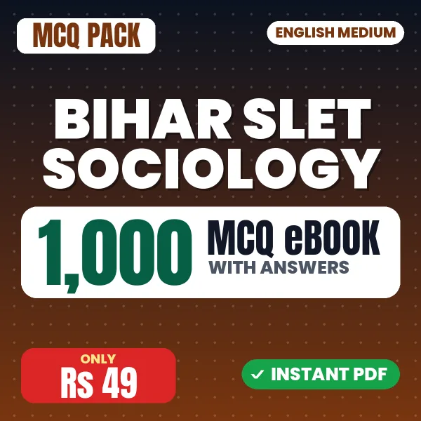 Bihar SLET Sociology Exam – 1000 MCQ eBook with Answers | English Medium PDF Download