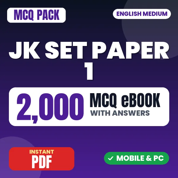 JK SET Paper-I Exam – 2000 MCQ eBook with Answers | English Medium PDF Download