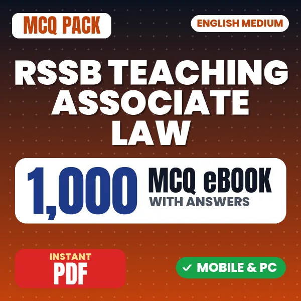 RSSB Teaching Associate (Law) Paper-1 Exam – 1000 MCQ eBook with Answers | English Medium PDF Download