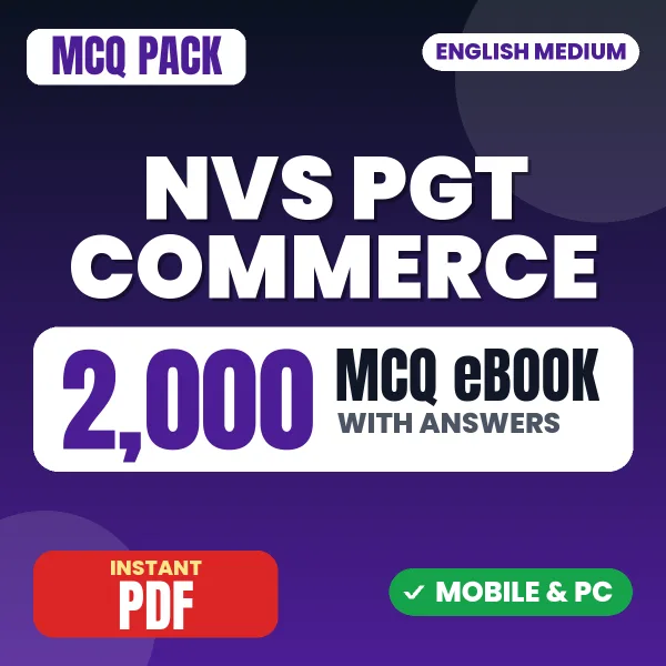 NVS PGT Commerce Preliminary Exam Tier 1 – 2000 MCQ eBook with Answers | English Medium PDF Download