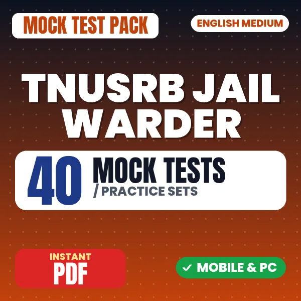 TNUSRB Jail Warder Exam Part 2 – 40 Mock Tests / Practice Sets | English Medium PDF Download