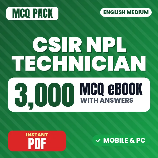 CSIR NPL Technician Exam Paper I – 3000 MCQ eBook with Answers | English Medium PDF Download