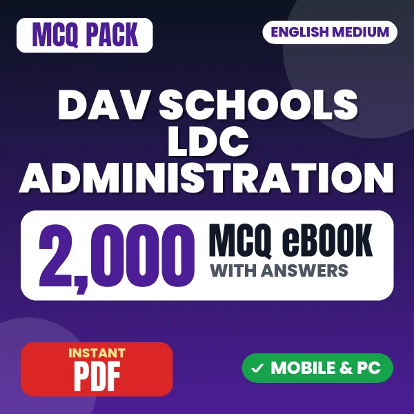 DAV Schools LDC (Administration) Exam – 2000 MCQ eBook with Answers | English Medium PDF Download