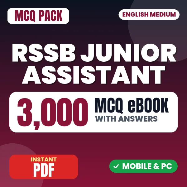 RSSB Junior Assistant Phase 1 Exam Paper 1 – 3000 MCQ eBook with Answers | English Medium PDF Download
