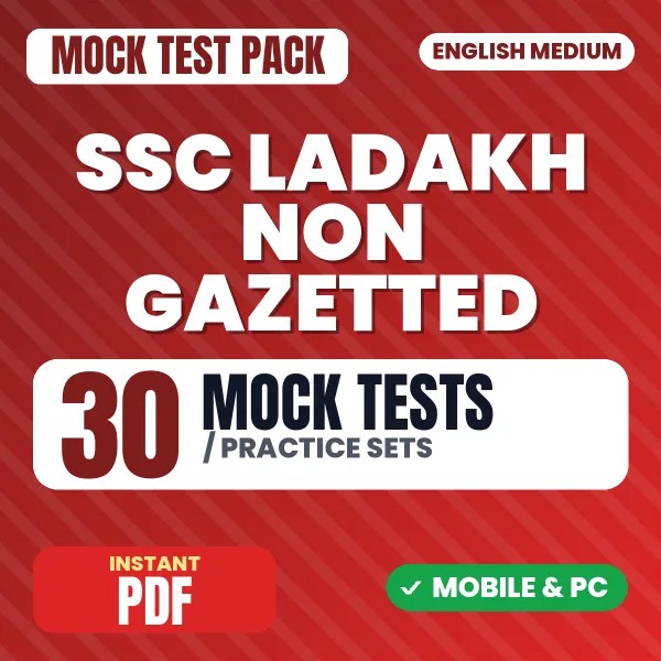SSC Ladakh Non Gazetted Exam – 30 Mock Tests / Practice Sets | English Medium PDF Download