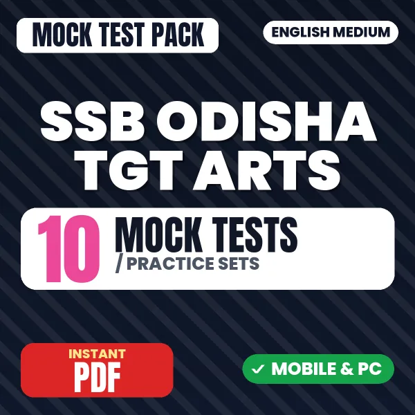 SSB Odisha TGT (Arts) Exam – 10 Mock Tests / Practice Sets | English Medium PDF Download