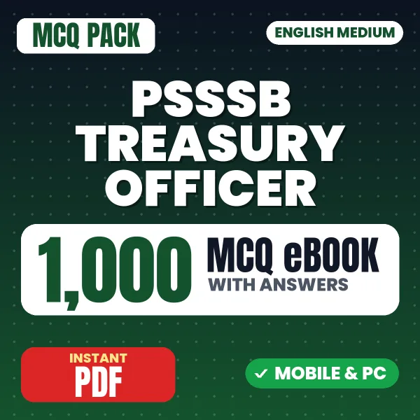 PSSSB Treasury Officer Exam – 1000 MCQ eBook with Answers | English Medium PDF Download