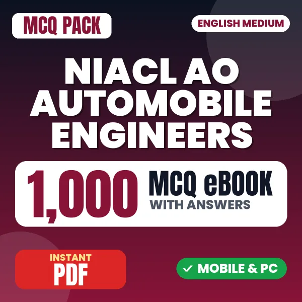 NIACL AO Automobile Engineers (Prelims) Exam – 1000 MCQ eBook with Answers | English Medium PDF Download