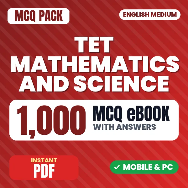 All TET Exams Mathematics & Science – 1000 MCQ eBook with Answers | English Medium PDF Download