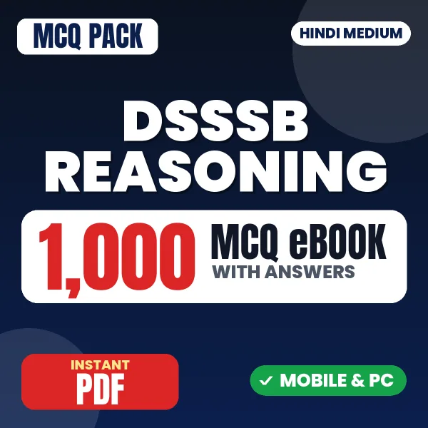 DSSSB Reasoning – 1000 MCQ eBook with Answers | Hindi Medium PDF Download