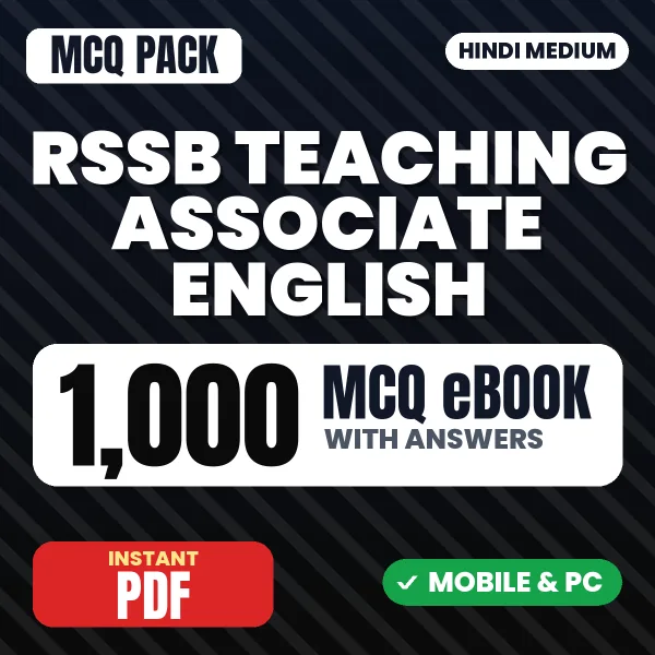 RSSB Teaching Associate (English) Exam Paper 1 – 1000 MCQ eBook with Answers | Hindi Medium PDF Download