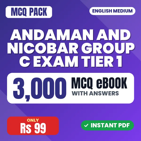 Andaman and Nicobar Group C Exam Tier 1 – 3000 MCQ eBook with Answers | English Medium PDF Download