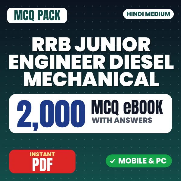 RRB Junior Engineer (Diesel Mechanical) CBT 1 Exam – 2000 MCQ eBook with Answers | Hindi Medium PDF Download