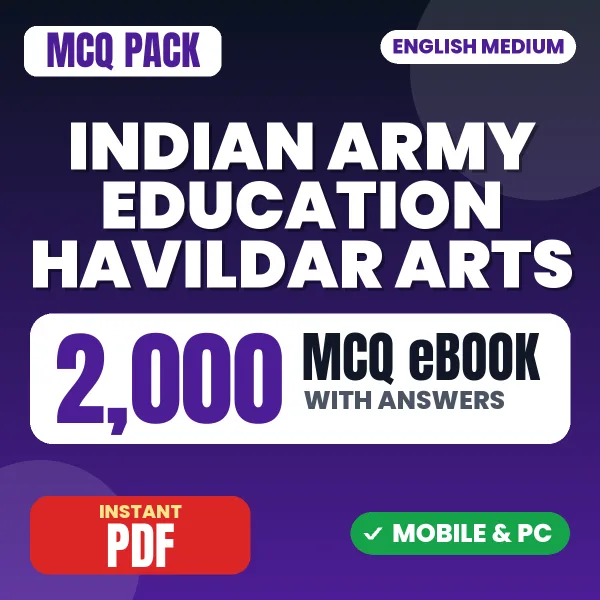 Indian Army Education Havildar (Arts) Exam – 2000 MCQ eBook with Answers | English Medium PDF Download