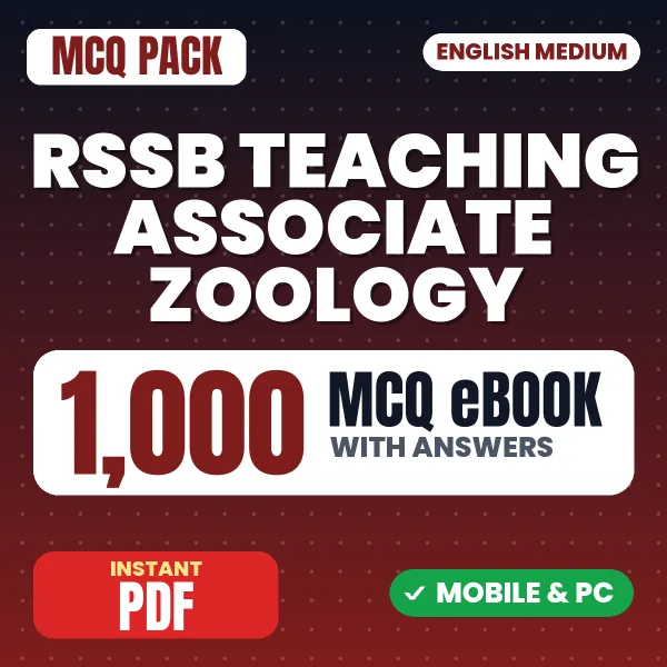 RSSB Teaching Associate (Zoology) Exam Paper 1 – 1000 MCQ eBook with Answers | English Medium PDF Download