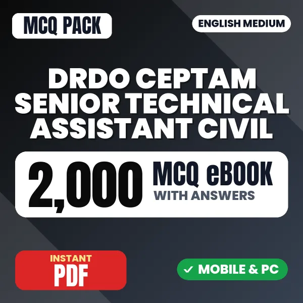 DRDO CEPTAM Senior Technical Assistant (Civil) Exam Tier 1 – 2000 MCQ eBook with Answers | English Medium PDF Download